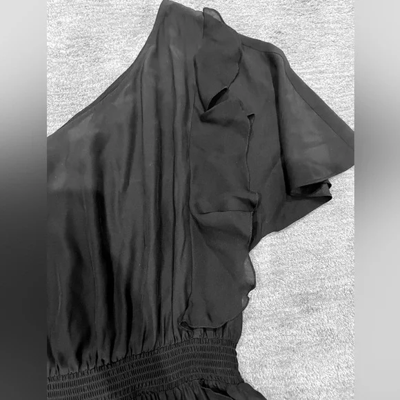 Parker One Shoulder Black Silk Mini Dress size small - Picture 2 of 5